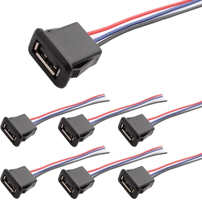 Dailygoody - 6PCS Micro USB A Connector Set - Flush-Mounted 4-Pin Soldering