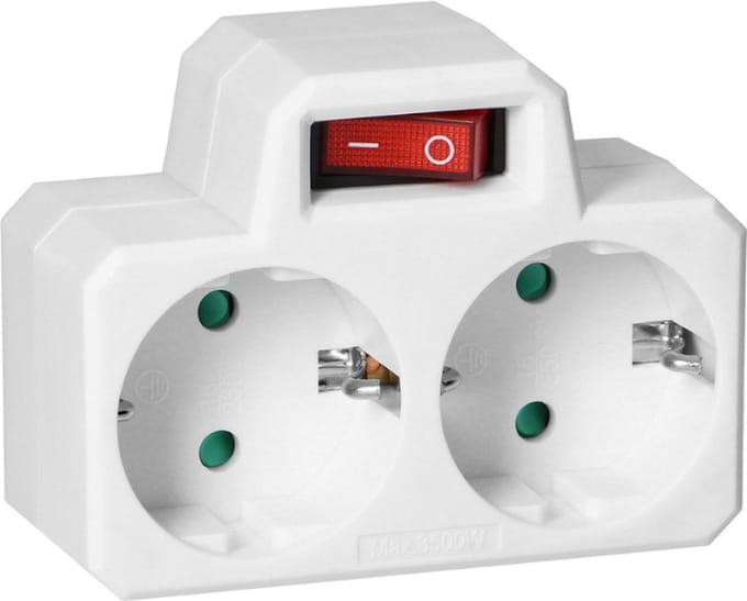 Duo stopcontact - Met schakelaar - 230V - Vierkant