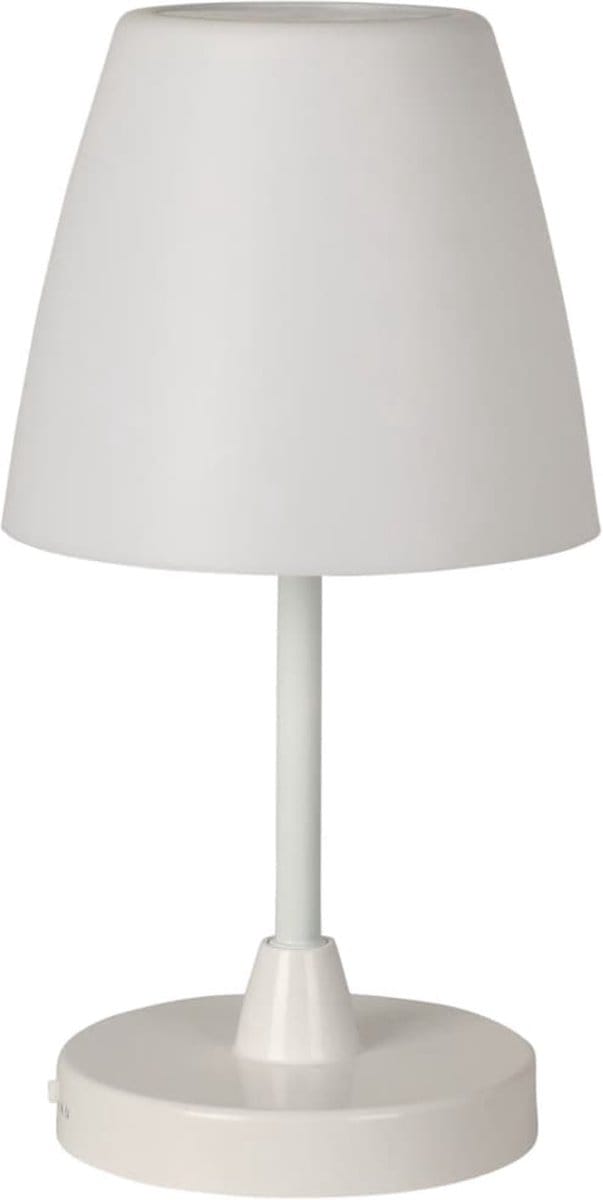 H&S Collection Tafellamp LED oplaadbaar 13x30 cm wit - tuin - tuinverlichting