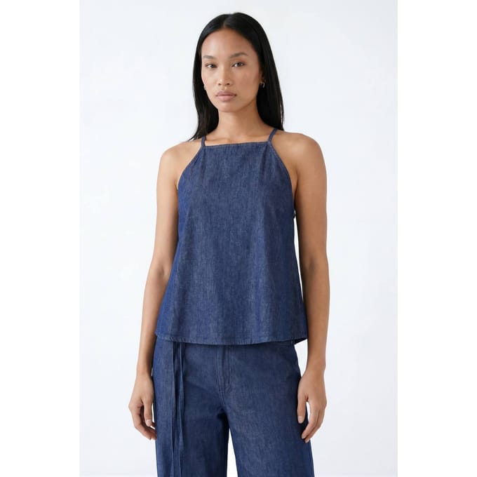 boohoo Dames Chambray Cami Top | Indigo | Maat: 34