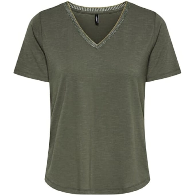 Only onldemi s/s v-neck glitter top jrs 15374855 smokey olive