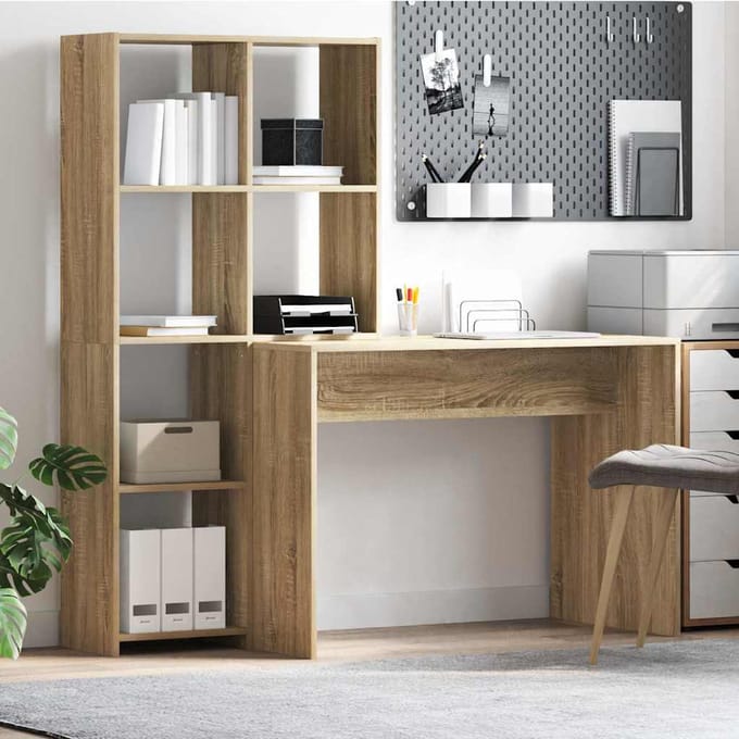vidaXL - Bureau - Sonoma - Eik - 138,5 - x - 55 - x - 143 - cm - Bewerkt - hout