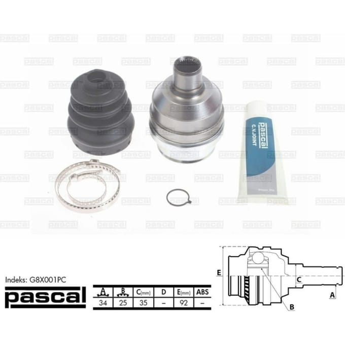Homokineet reparatie set, aandrijfas PASCAL G8X001PC rechts