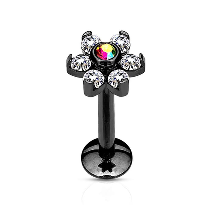 Piercing bloem 1.2x6 - zwart - LMPiercings