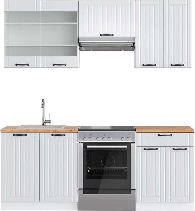 Vicco Fame-Line Complete keukeneenheid – 200 cm, WB Eik Wit landhuis/wit