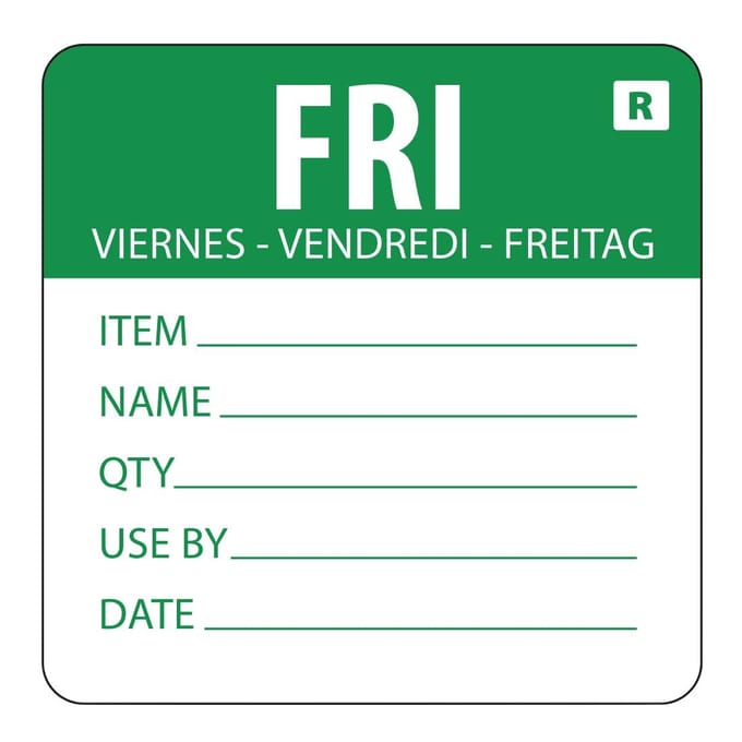 Hygiplas verwijderbare dag van de week labels vrijdag (500 stuks)
