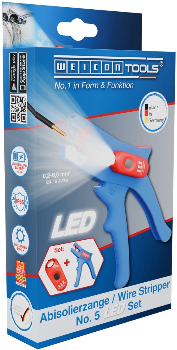 WEICON TOOLS Striptang No.5 LED Set, 2-delige set incl. Striptang en LED-werklamp