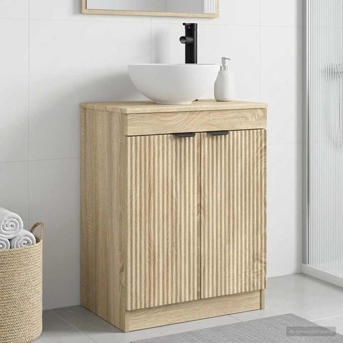vidaXL - Badkamer - Vanity - met - Wastafel - Sonoma - Eiken - 54 - x - 35 - x - 83 - cm