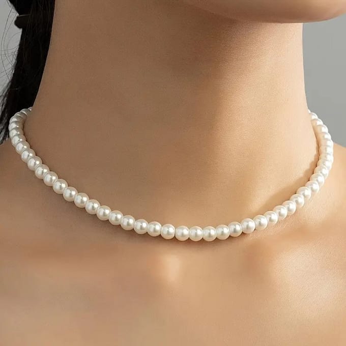 Nivard Ketting - Dames - Staal - Nep zilver - Met Hanger - Parels - Wit