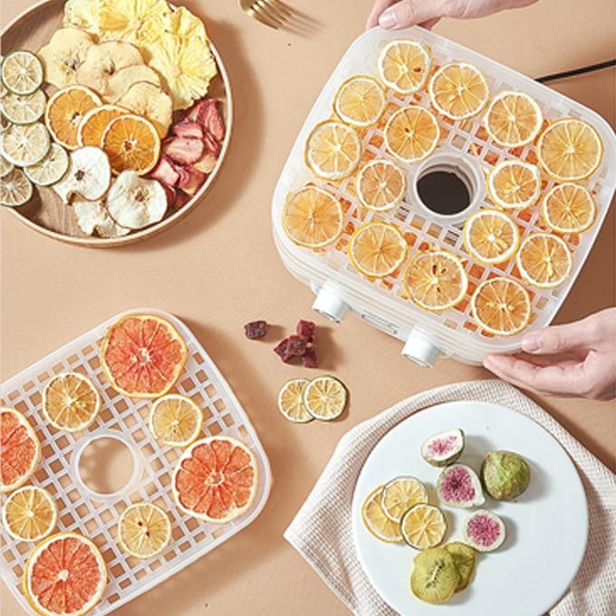 Déshydrateur alimentaire à 5 plateaux avec température réglable, Machine de séchage automatique des aliments pour aliments et viande séchée, EU Plug blanc