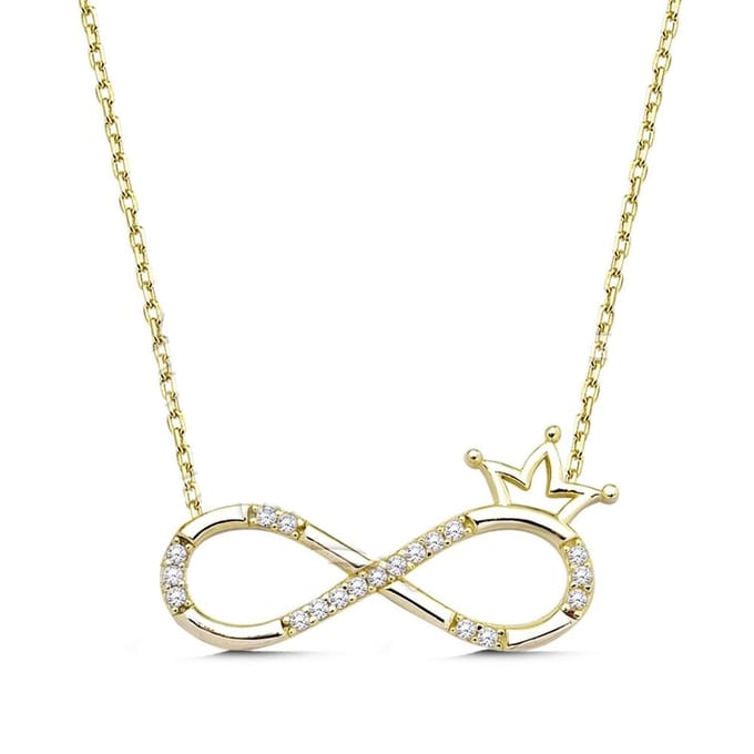 18K Goud Lus Kroon met Kristal Ketting