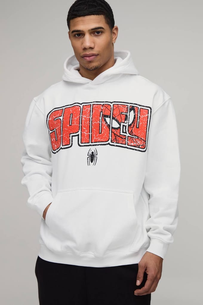 Spidey Oversized Licentie Print Hoodie | White | Size XS