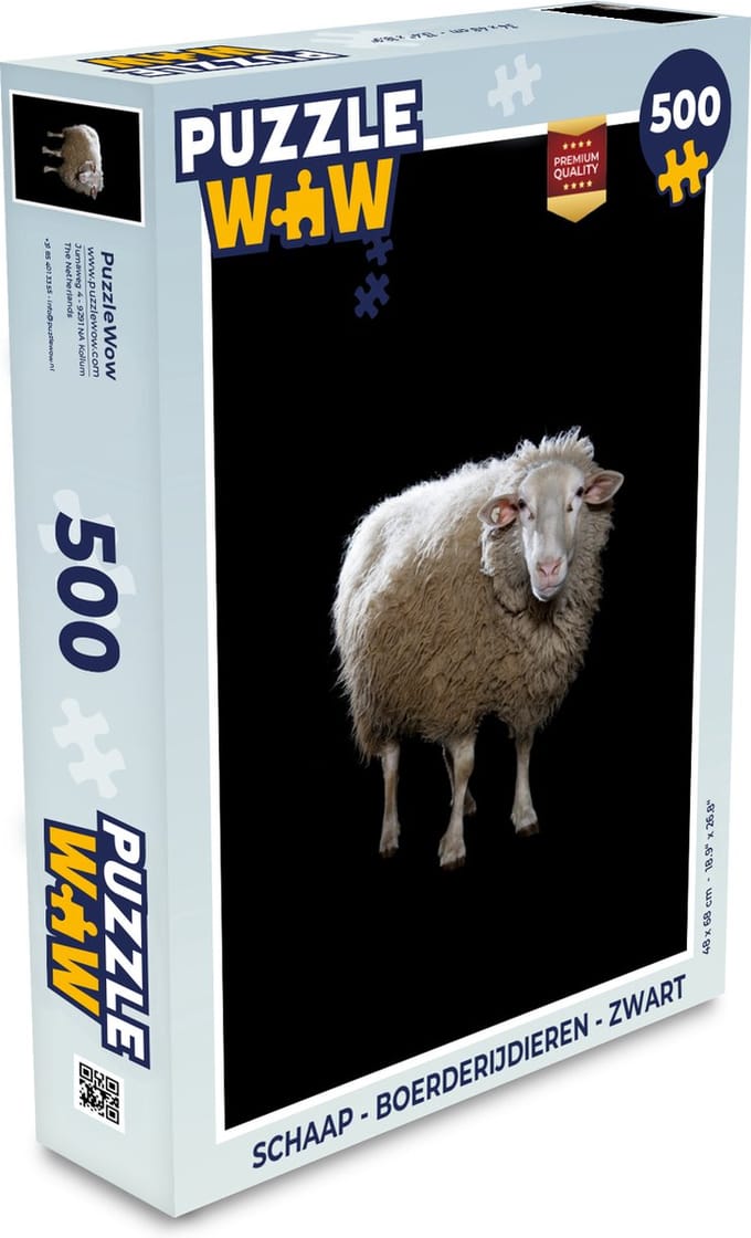 Puzzel Schaap - Boerderijdieren - Zwart - Legpuzzel - Puzzel 500 stukjes