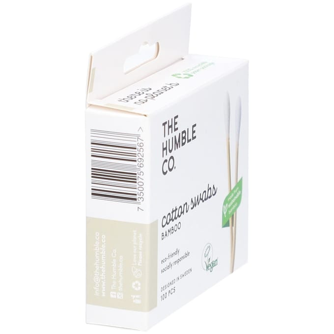The Humble Co. Witte wattenstaafjes van bamboe 100 Stokjes