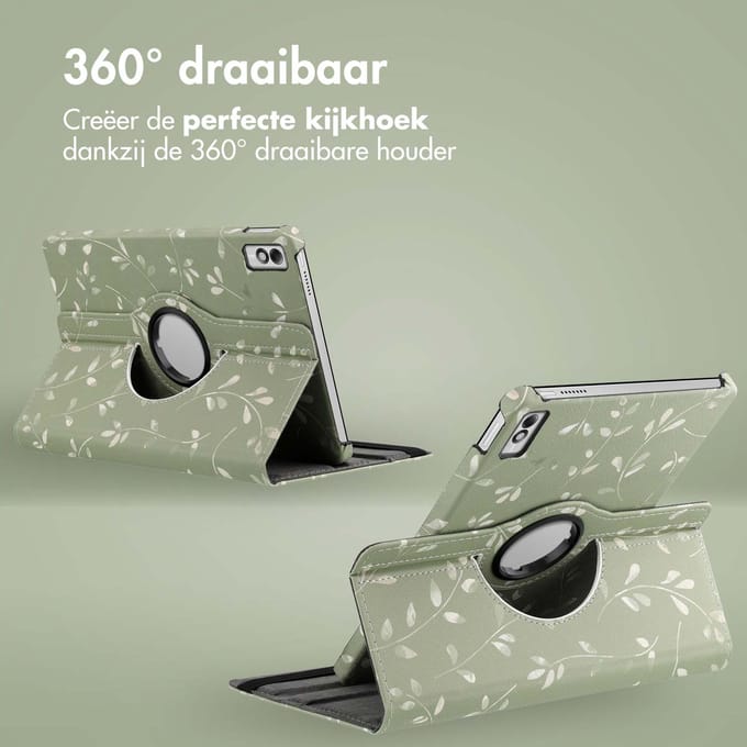 imoshion 360° Draaibare Design Bookcase voor de Lenovo Tab M10 5G - Green Flowers