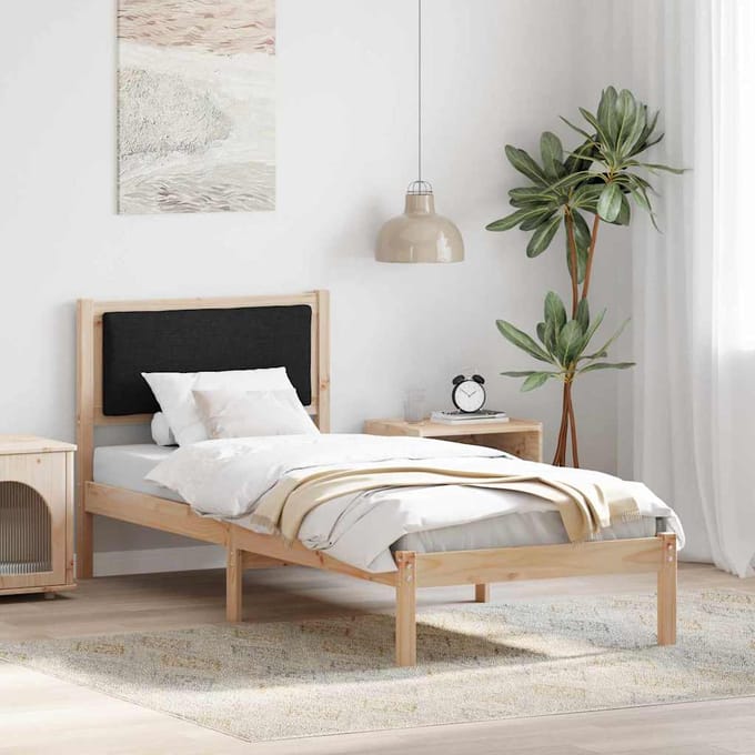 vidaXL - Bedframe - met - hoofdeinde - Zwart - 80 - x - 200 - cm - Massief - grenenhout