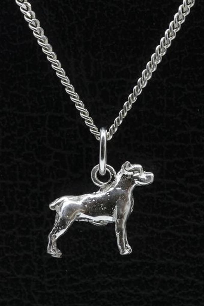 Zilveren Cane corso oren gecoupeerd ketting hanger - klein