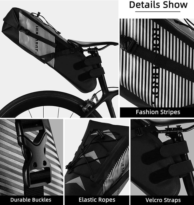 100% Waterdicht IPX7 Fietszadeltas Achterwiel - 10L Capaciteit