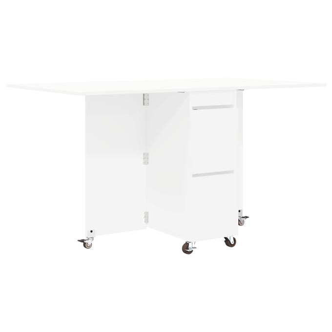 vidaXL - Eettafel - 140 - x - 80 - x - 77 - cm - Bewerkt - hout - Wit - Rechthoekig