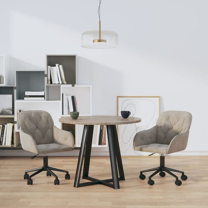 vidaXL - Eetkamerstoelen - draaibaar - 2 - st - fluweel - lichtgrijs