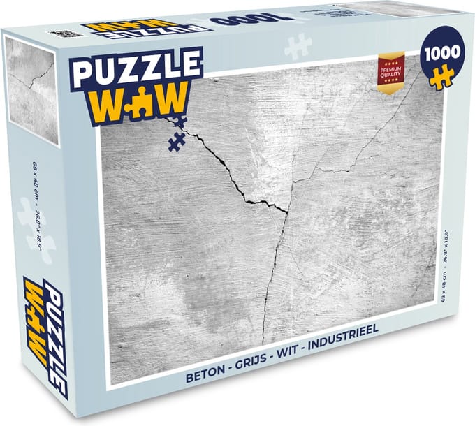 Puzzel Beton - Grijs - Wit - Industrieel - Legpuzzel - Puzzel 1000 stukjes volwassenen