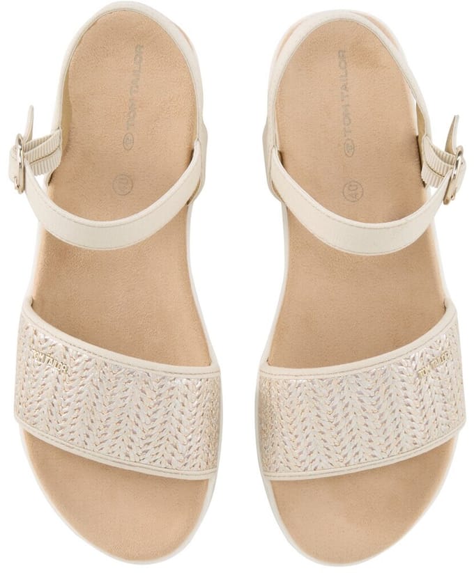 Tom Tailor - Platte sandalen met gevlochten patroon - Maat 37 - gold
