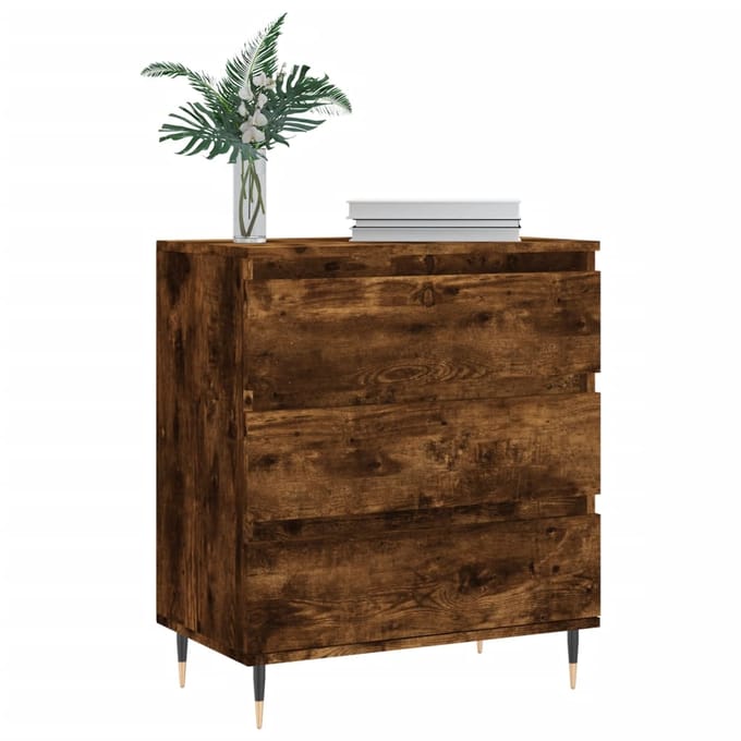 vidaXL - Dressoir - 60x35x70 - cm - bewerkt - hout - gerookt - eikenkleurig
