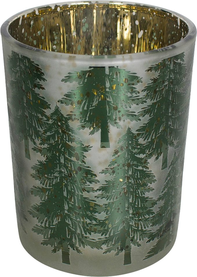 Theelichthouder herfst dennenboom medium 12cm*
