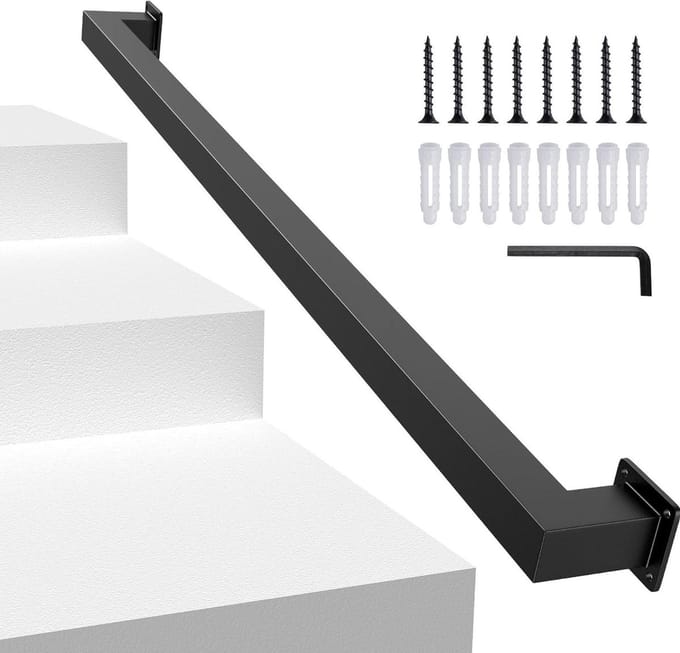Trapleuning Set - Veiligheidsgreep - Veilig Lopen - Duurzaam Smeedijzer - 420 cm - Mat Zwart