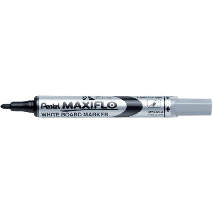 Whiteboardmarker Pentel MWL5S Maxiflo rond 1mm zwart