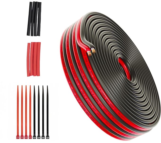 Elektrisch Draad Set 18 AWG Parallelle Kabel 2-aderig Zuurstofvrij Vertind Koper Rood Zwart