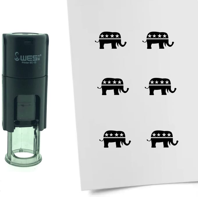 CombiCraft Stempel Olifant van de Republikeinen 10mm rond - zwarte inkt