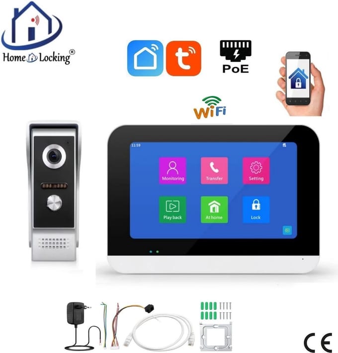 Smart WIFI deur intercom/videofoon 1 touchscreen. T-2301