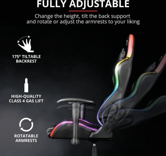 Trust GXT 716 Rizza - Gaming stoel met RGB verlichting - Zwart
