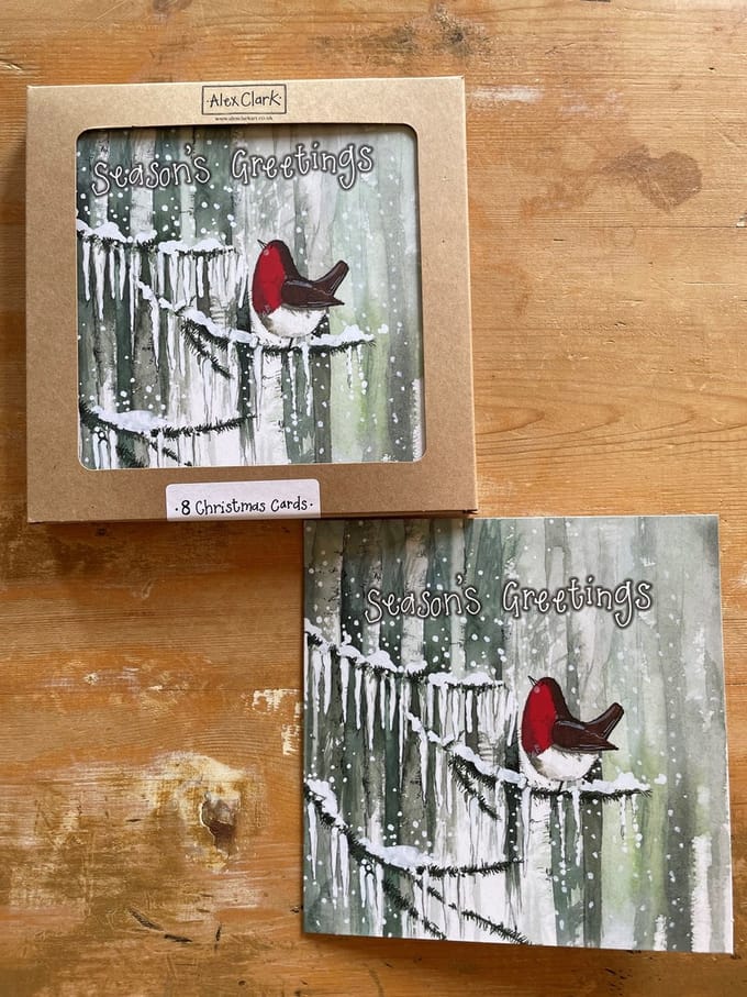 Alex Clark Kerstkaarten Vogel ~Christmas Robin'