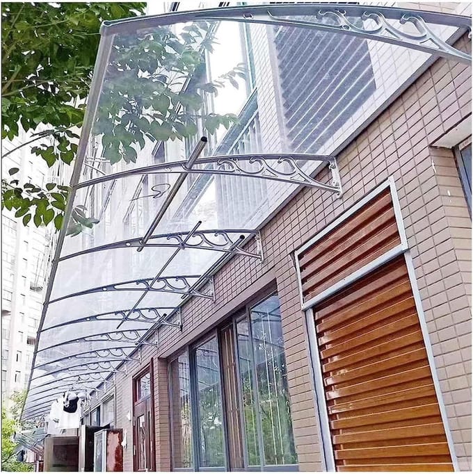 Regenluifel - Metalen Overkapping - Bescherming Buiten - Slagvast Polycarbonaat - 60x150cm - Transparant