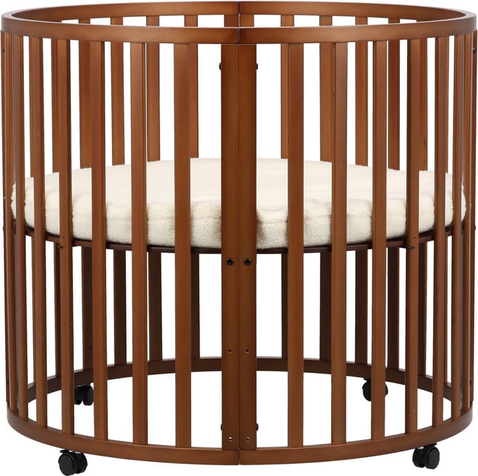 Puck Ronde Box - Walnoot - Inclusief Matras