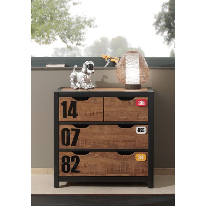 LUCEVI - Alex Ladekast 3 Laden - Hout - Beige - 86x42x83cm
