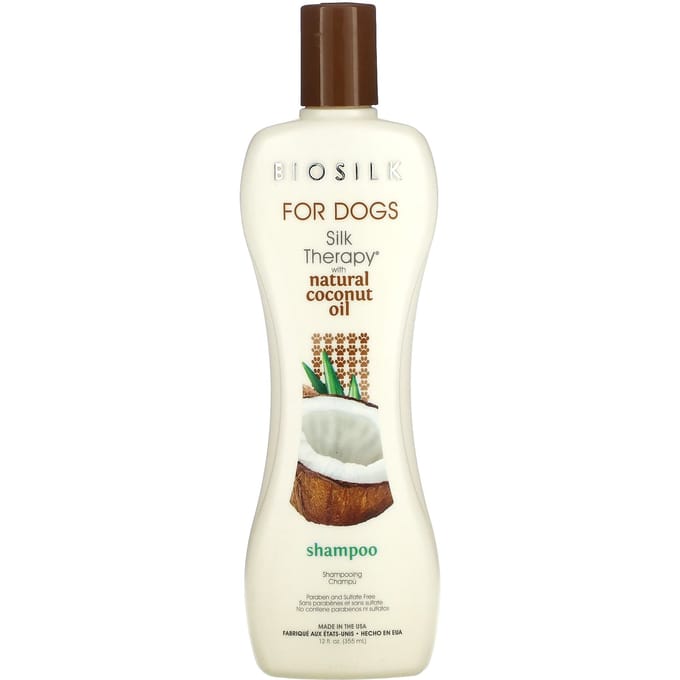 Biosilk, Silky Therapy, met natuurlijke kokosolie shampoo, voor honden, 12 fl oz (355 ml) white