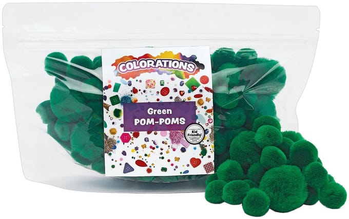 Colorations pompons groen knutselmateriaal 100 stuks - hobby.