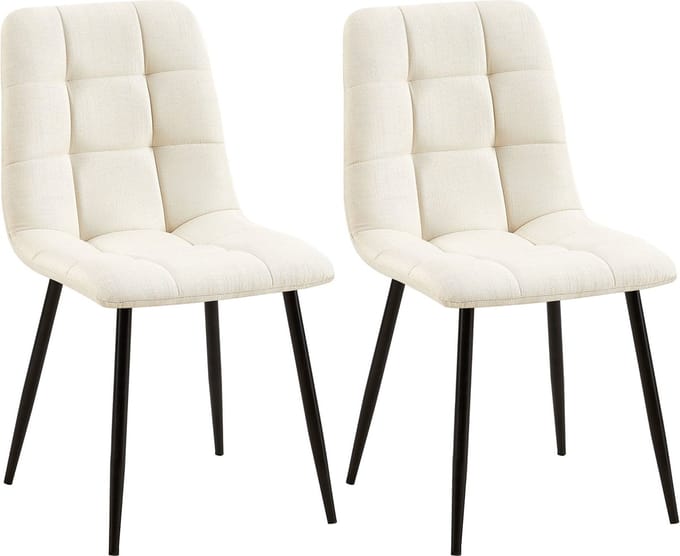 CLP Tilde Set van 2 eetkamerstoelen - Zonder armleuning - Industrieel - Stof/creme