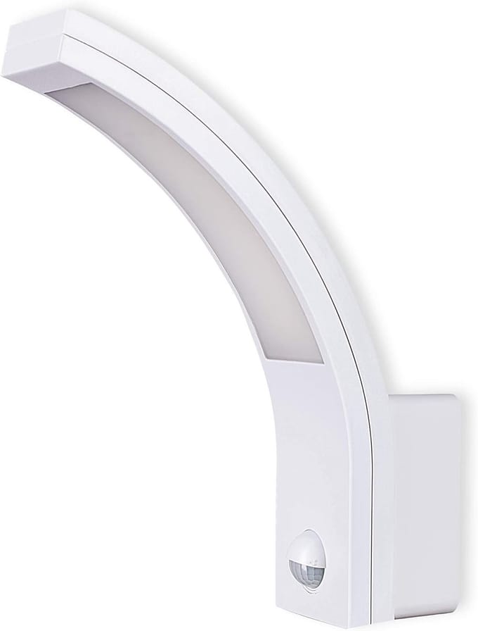Moderne LED Buitenlamp met Sensor - 10W - Wit - Bewegingsmelder en Schemerfunctie - IP54 Waterdicht