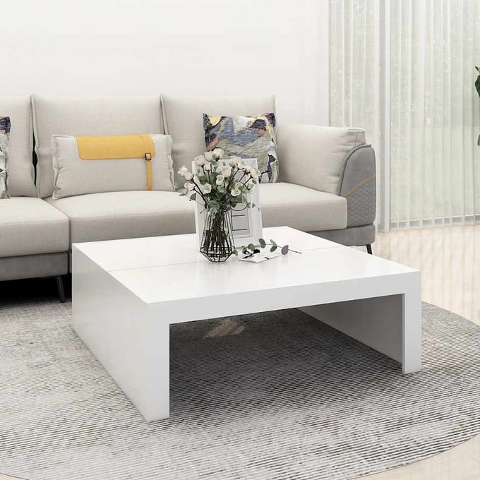 vidaXL - Salontafel - 100x100x35 - cm - bewerkt - hout - wit