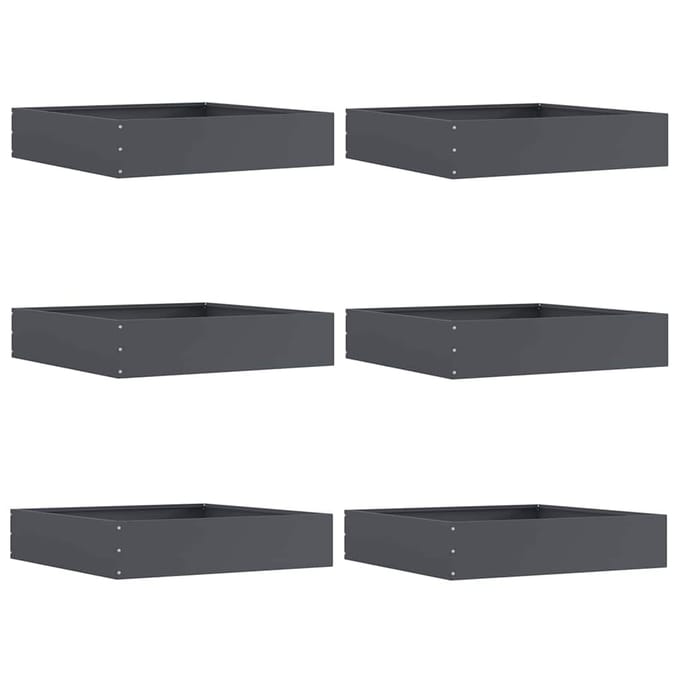 vidaXL - Gazonrand - 6 - st - 60 - x - 60 - x - 13 - cm - Staal - Antraciet