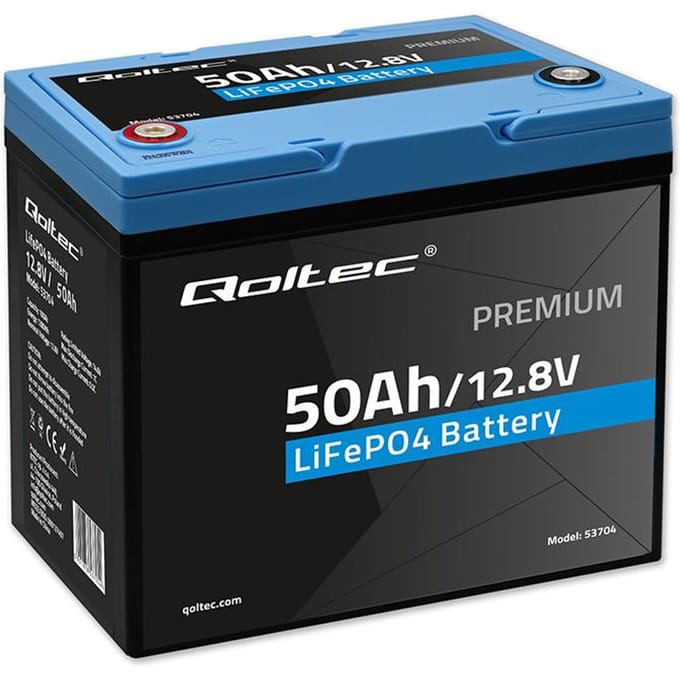 Qoltec Accu Lifepo4 Lithium-IJzer-Fosfaat | 12.8V | 50Ah | 640Wh| Bms