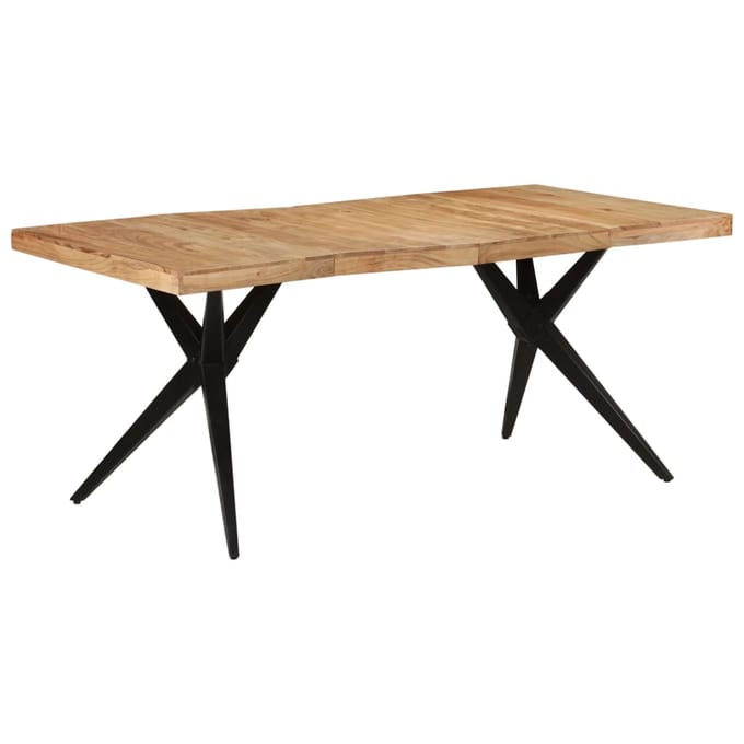 vidaXL - Eettafel - 180x90x77 - cm - massief - acaciahout - zwart