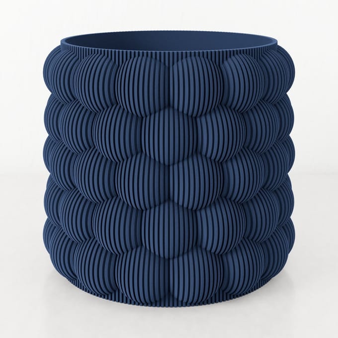 Fleuriek - Bloempot voor binnen - Blauw gestreepte plantenpot van bio plastic - Ø12 cm