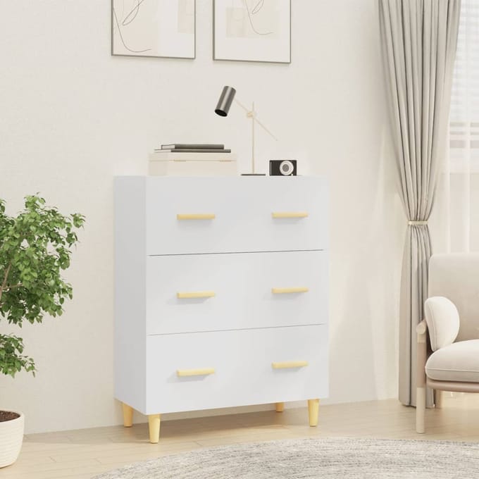 vidaXL - Dressoir - 70x34x90 - cm - bewerkt - hout - wit