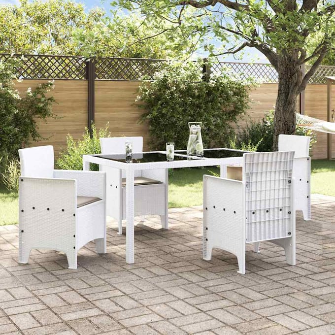 vidaXL Tuinstoel met kussen 4 pcs Wit 53 x 49 x 85 cm Polypropyleen