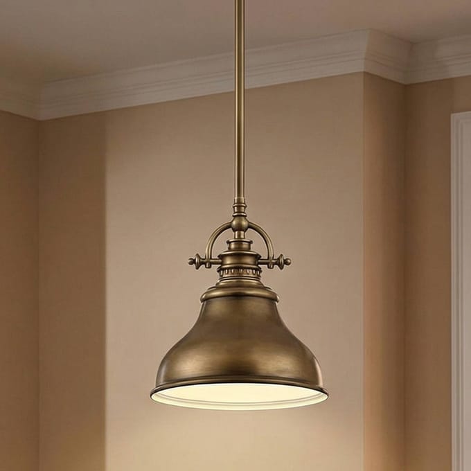 QUOIZEL Hanglamp Emery 1-lamp messing Ø 20,3 cm